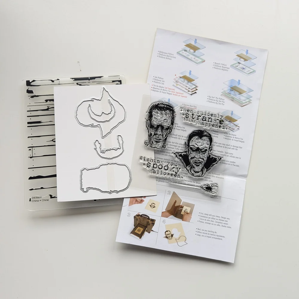 Sizzix Tim Holtz Monsters Stamps & Dies And Wood Planks Embossing Folder - Picture 3 of 7